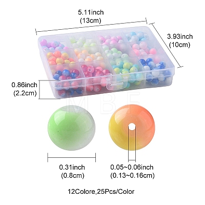 300Pcs 12 Colors Two-tone Baking Painted Glass Beads DGLA-YW0001-06-1