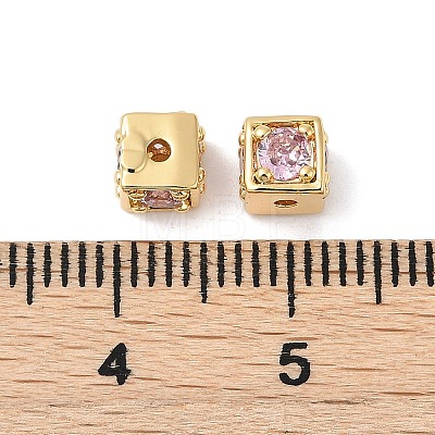 Brass Cubic Zirconia Beads KK-Q030-14B-G-1