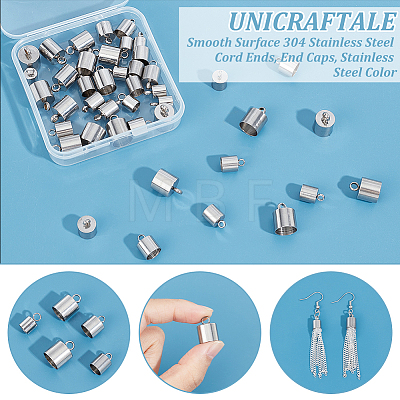 Unicraftale Smooth Surface 304 Stainless Steel Cord Ends STAS-UN0001-40P-1