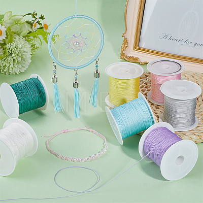 7 Rolls 7 Colors Nylon Chinese Knot Cord NWIR-PH0002-52-1