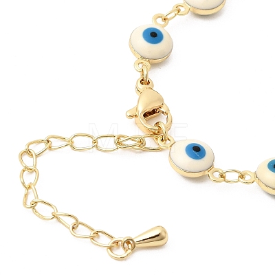 Brass Acrylic Blue Evil Eye Link Chain Bracelet Making MAK-K024-20G-1