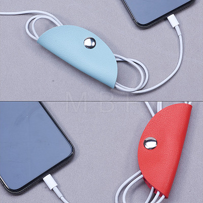 Earphone Leather Cable Winder AJEW-WH0079-E-1