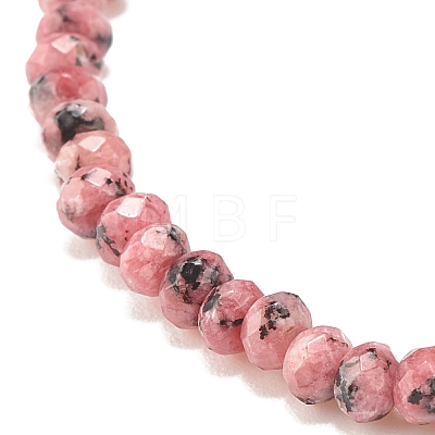 Natural Malaysia Jade(Dyed) Rondelle Beaded Stretch Bracelet with Brass BJEW-JB07967-04-1