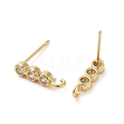 Brass Micro Pave Cubic Zirconia Studs Earring Findings KK-K364-08G-1