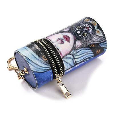 PU Imitation Leather Lipstick Pouch Holder Pendant Keychain KEYC-E039-01KCG-01-1