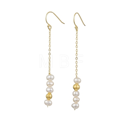 Natural Pearl Dangle Earrings EJEW-P286-42G-1