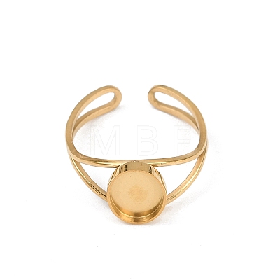 Real 18K Gold Plated 304 Stainless Steel Cuff Ring Components STAS-A191-12B-G-1