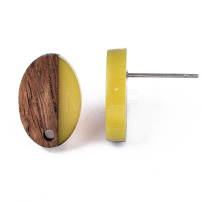 Resin & Walnut Wood Stud Earring Findings MAK-N032-004A-A03-1