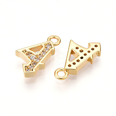 Brass Micro Pave Cubic Zirconia Charms KK-N261-104E-G-1