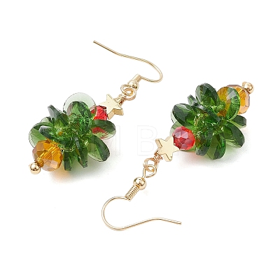 Christmas Tree Glass Dangle Earrings EJEW-JE06128-1