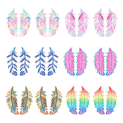  48Pcs 6 Colors Ion Plating(IP) 201 Stainless Steel Filigree Pendants STAS-TA0001-87-1