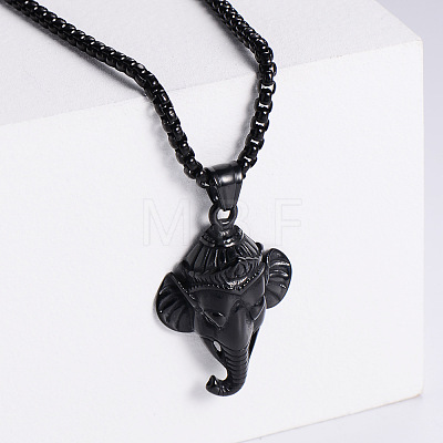Retro Rock Punk Men's Elephant 304 Stainless Steel Pendant Necklaces TP5420-3-1