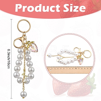 Acrylic & ABS Plastic Pearl Bead Keychains KEYC-YW00299-02-1