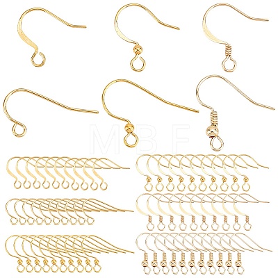 120Pcs 6 Style Brass French Hooks with Coil and Ball KK-SC0003-63-1