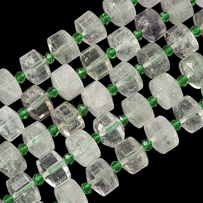 Natural Green Quartz Beads Strands G-G453-G02-7x12mm-1