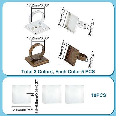 Unicraftale DIY Blank Finger Ring Making Kits DIY-UN0005-74-1