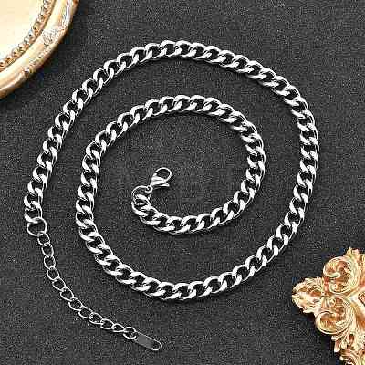 304 Stainless Steel Cuban Link Chain Necklaces for Women Men NJEW-G161-02P-1