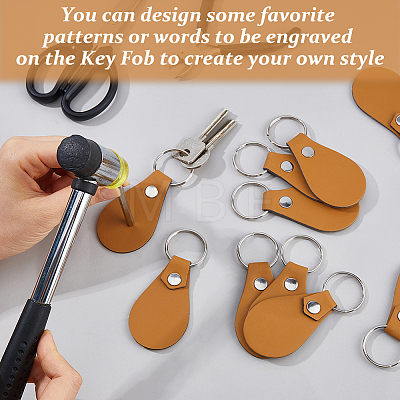16Pcs Teardrop PU Leather Keychains KEYC-DC0001-47A-1