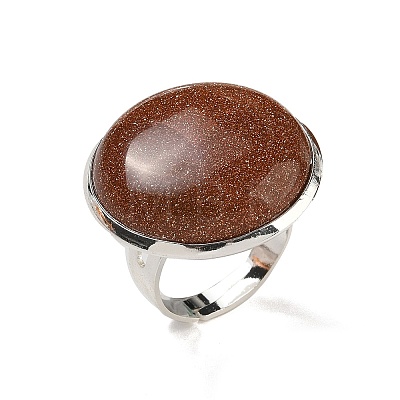 Synthetic Goldstone Round Adjustable Rings RJEW-K371-09S-19-1