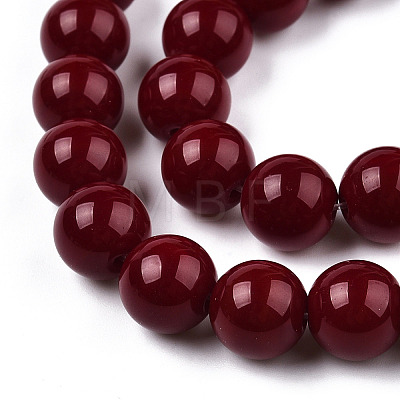 Opaque Solid Color Glass Beads Strands GLAA-T032-P10mm-05-1