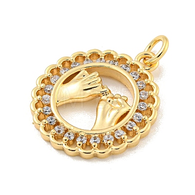Brass Micro Pave Clear Cubic Zirconia Pendants KK-U007-01G-06-1