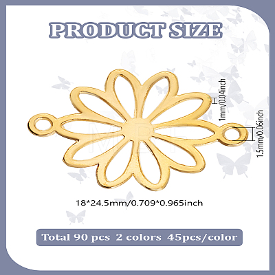 90Pcs 2 Colors Hollow Alloy Connector Charms FIND-LP0001-22-1