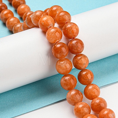 Natural Orange Calcite Dyed Beads Strands G-P503-8MM-11-1
