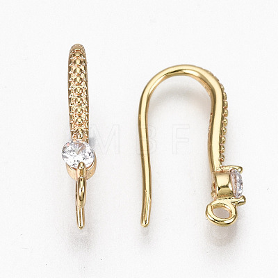 Brass Micro Pave Clear Cubic Zirconia Earring Hooks KK-R117-061-NF-1