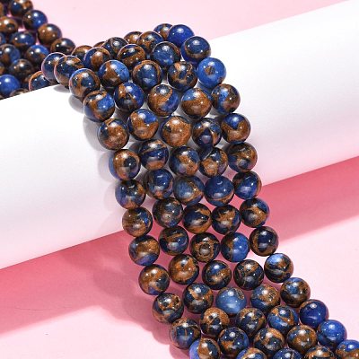 Synthetic Gold Clinquant Stone Beads Strands G-G026-R-8mm-1-1