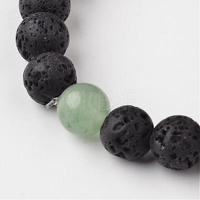 Natural Lava Rock Beaded Stretch Bracelets BJEW-JB02294-1