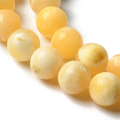 Natural Yellow Jade Beads Strands G-F591-17-10MM-1