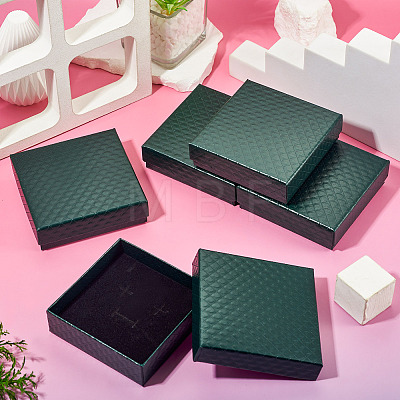 5Pcs Rhombus Textured Cardboard Jewelry Packing Boxes with Sponge Inside CBOX-TA0001-18E-1