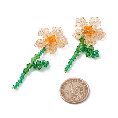 Imitation Austrian Crystal Flower of Life Dangle Stud Earrings X1-EJEW-TA00029-02-1
