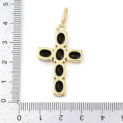 Rack Plating Brass Cubic Zirconia European Dangle Charms KK-P287-47G-1