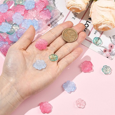 80Pcs 4 Colors Transparent Glass Beads GLAA-YW0005-94-1