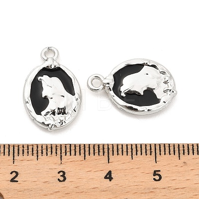 Rack Plating Alloy Black Enamel Pendants PALLOY-Q005-11P-1