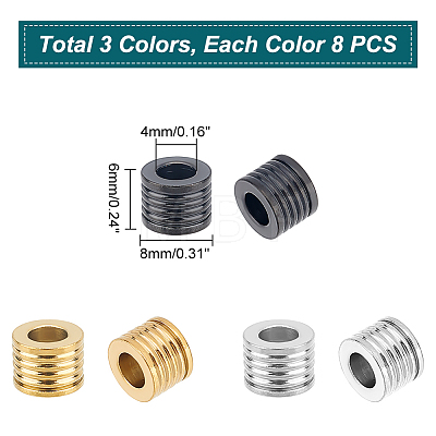 Unicraftale 24Pcs 3 Colors 304 Stainless Steel Beads STAS-UN0040-87-1