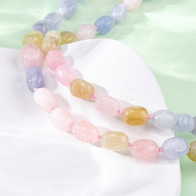 Macaron Color Natural Dyed Malaysia Jade Tumble Stone Nuggets Beaded Long Necklaces for Women NJEW-F340-A01-1