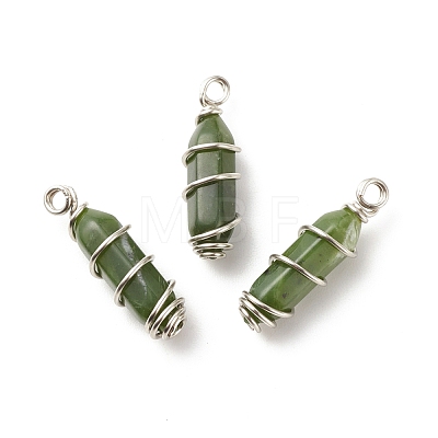 Natural Xinyi Jade/Chinese Southern Jade Double Terminal Pointed Pendants PALLOY-JF01686-01-1