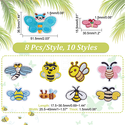 80Pcs 10 Style Computerized Embroidery Cloth Iron on/Sew on Patches DIY-AR0003-21-1