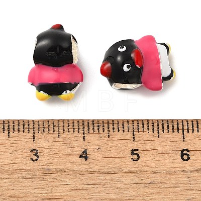 Cartoon Penguin Alloy Enamel European Beads FIND-U008-03G-B-1