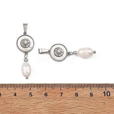 Natural Cultured Freshwater Pearl Rice Tassel Pendants PALLOY-JF05741-02-1