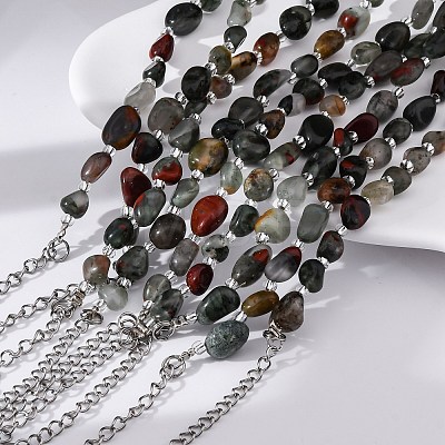 Natural Bloodstone Beaded Bracelets for Women G-P563-07P-16-1