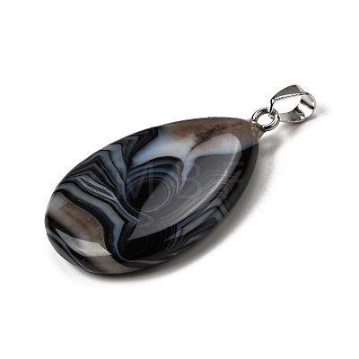Natural Black Banded Agate(Dyed & Heated) Pendants G-F820-14P-10-1