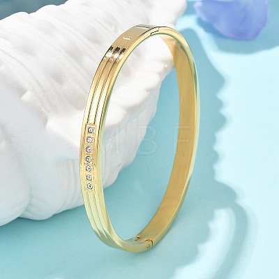 304 Stainless Steel Rhinestone Bangles for Women BJEW-Z092-17G-1