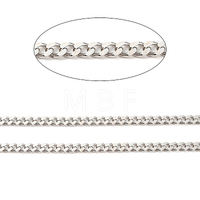 Rhodium Plated 925 Sterling Silver Faceted Curb Chains STER-F052-06P-1