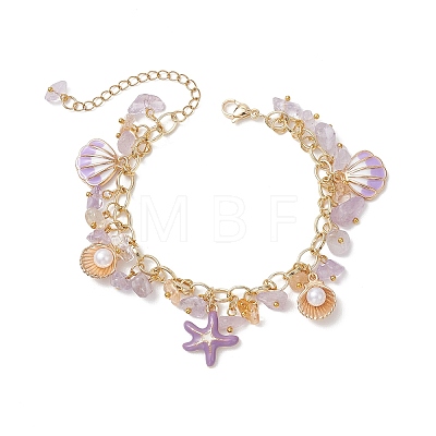 Natural Ametrine Chip Beads Bracelets BJEW-JB13155-03-1