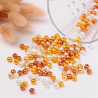 Caramel Mix Pearlized Glass Pearl Beads HY-X006-6mm-02-1