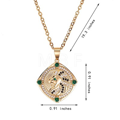 Green Cubic Zirconia Lion Rotating Pendant Necklace JN1023A-1