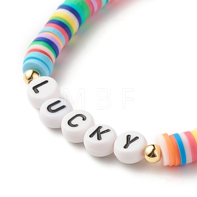 30Pcs 30 Style Polymer Clay Heishi Beaded Stretch Bracelets Set with Inspiration Word BJEW-JB07593-1